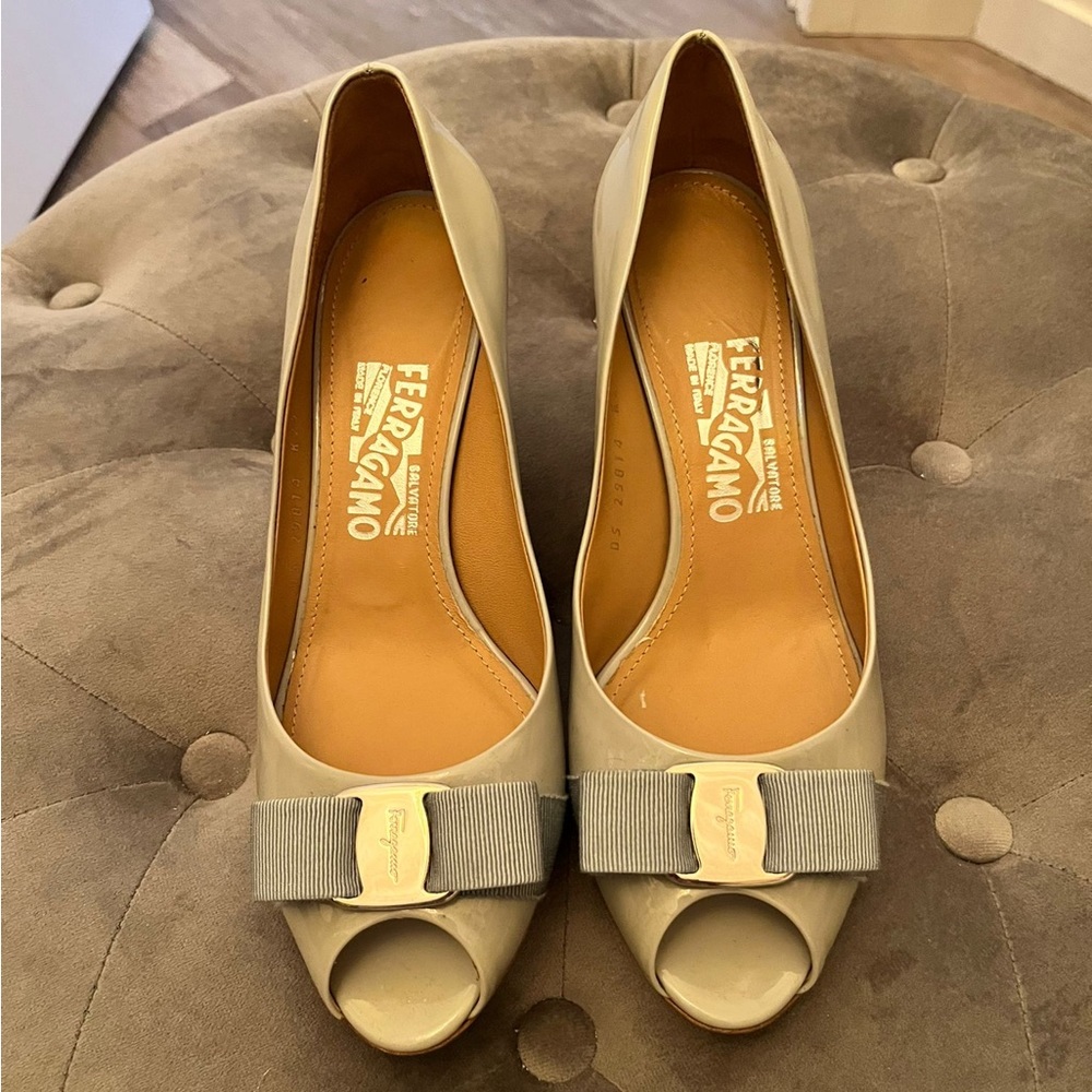 SALVATORE FERRAGAMO Sissi Blue Pastel Patentcalf